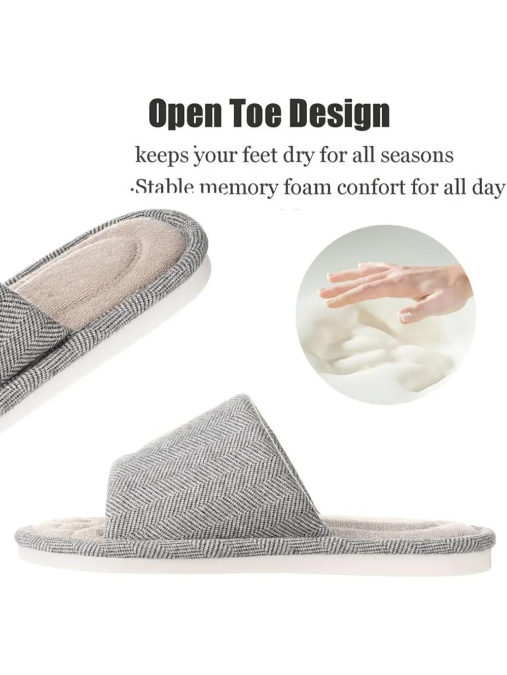 Men's Dark Grey Slippers Breathable Slip-on Indoor Slippers Washable Home Shoes